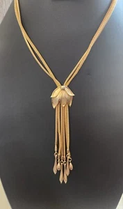 Stunning Vintage Goldtone Dangle Tassel Necklace - Picture 1 of 13