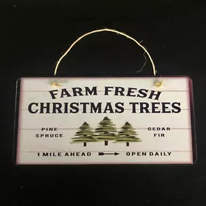FATTORIA ALBERI DI NATALE FRESCHI alluminio da appendere insegna latta look vintage STAMPA METALLO - Foto 1 di 4