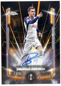 BRENNAN JOHNSON #/25 AUTO NARANJA LAZER 2024-25 Topps UEFA Cromo TOTTENHAM - Imagen 1 de 1