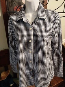 Blusa Vineyard Vines Camisa Azul Checks Para Mujer Talla 4 Mangas Largas Logotipo de Ballena - Imagen 1 de 7