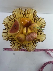 Lote de 7 piezas de arte MCM vintage antiguas italianas de alabastro fruta de piedra - Imagen 1 de 16