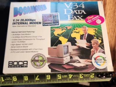 SEALED Vintage Internal Modem BocaModem V.34 28,800bps Data Fax Windows - Image 1 of 4