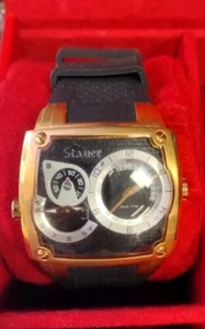 Stauer Volante Noire Dual Time Rose Gold Chronograph Mens Watch- No Box Case - Picture 1 of 3