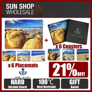 Wilkie Brothers 6 Hard Board Placemats & 6 Coasters Set Beach Coastal! RRP $56.9 - Bild 1 von 8