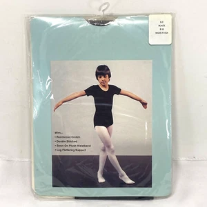 Girls Boys Black Tights K-3 Size 8-10 Medium Children Cotton Shield NWT NEW NOS - Picture 1 of 7