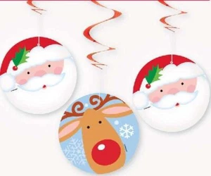 Christmas Santa and Reindeer Swirl Decorations - Picture 1 of 2