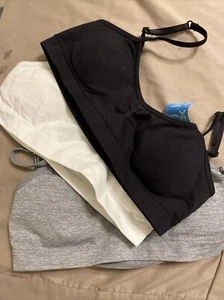 Hanes Girls Bras 3-pk Moisture Wicking Everyday Comfort Gray/Black/White Sz S - Picture 1 of 3