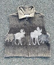 Vintage Black Mountain Wool Blend Outdoors Moose Fleece Vest Womens Size XL