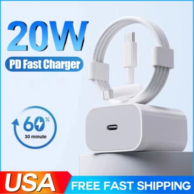 20W Super Fast Charger +3FT Type-C Cable For iPhone 14 13 12 11Pro Max Xs XR 8 7 - Image 1 of 4