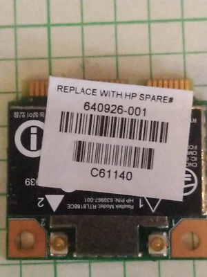 OEM HP P/N 640926-001 Realtek RTL8188CE b/g/n Wireless PCIe Half WN6606LH Laptop - Image 1 of 2
