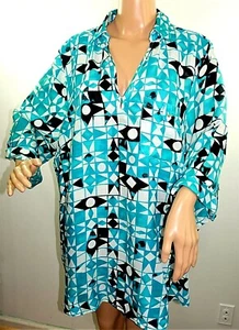 Millenium Mujeres Plus Talla 1x 2x Green Teal Black White Túnica Top Blusa - Imagen 1 de 14