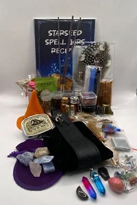 Novice Witch Kit - Spells Crystals Candles Herbs Jars Feathers Altar - Picture 1 of 9