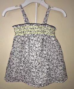 JUICY COUTURE Navy Blue Floral Chiffon Smocked Dress Infant Girls 3 6 12 18 Mos - Picture 1 of 5