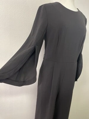 Calvin Klein Women's Jumpsuit Size 6 Black 3/4 Bell Sleeve Wide Leg Pockets - Image 1 of 4