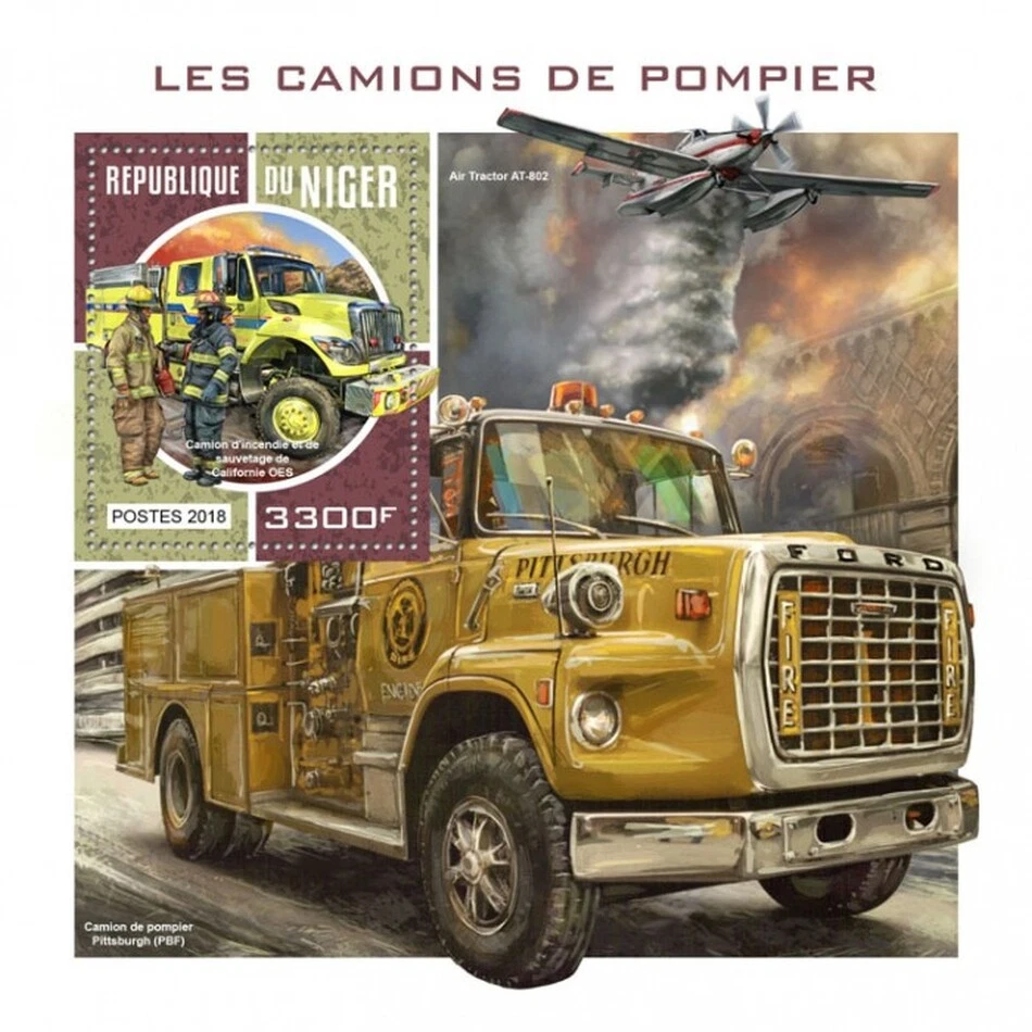 Hoja de estampillas de camión de bomberos forestales California OES tipo III #344 (2018 Níger) Foto 1 de 1