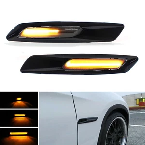 Luces marcadoras laterales LED secuenciales estilo ámbar negras para BMW Serie 1 3 5 - Imagen 1 de 12