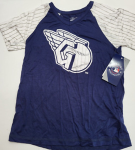 Cleveland Guardians XL 14/16 Short Sleeves Kids T Shirt White Blue Rayon MLB