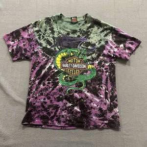 Vintage Harley Davidson Shirt Mens Large Tie Dyed 90s Dragon Single Stitch Grail - Picture 1 of 9
