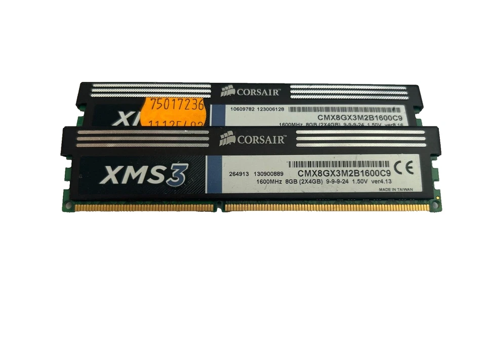 Corsair CMX8GX3M2B1600C9 | 8 GB (2x4GB) DDR3 RAM | 1600 MHz | PC3-12800U | XMS3 - Bild 1 von 1