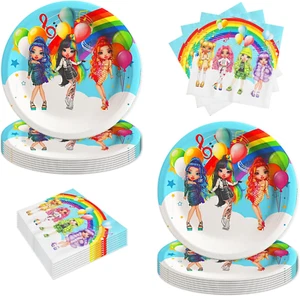 40Pcs Rainbow High Dolls Party Supplies Include 20 Plates, 20 Napkins for the Ra - Picture 1 of 12