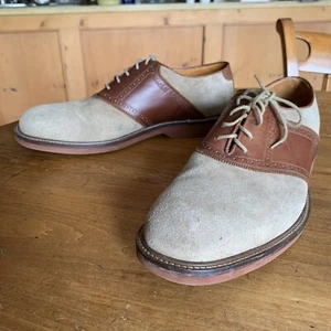 Nordstroms Tan/Brown Suede Saddle Shoes Red Soles Mens 13 N - Picture 1 of 10