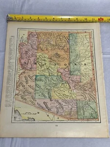 1903 Pictorial Color Map Excerpt 14" x 11” Antique Original Arizona New Mexico - Picture 1 of 10