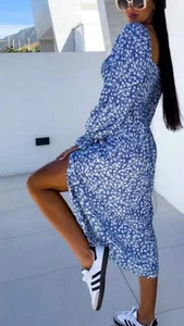 FLORAL MIDI DRESS - BLUE - Picture 1 of 6