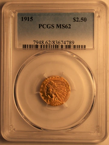 1915 Gold Quarter Eagle, Uncirculated, PCGS MS-62 [#AUZ] Cover