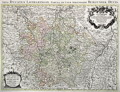 Saarland Lothringen Original Kupferstich Landkarte Covens Mortier 1757 • 250€