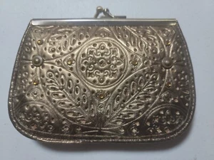Vintage Leather Coin Purse With Rhinestones excellent condition! ~ Beautiful! - Picture 1 of 6