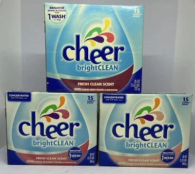 3x Cheer Bright Clean Fresh Scent Powder Laundry Detergent 15 Loads Discontinued - Image 1 of 4