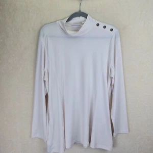 Susan Graver Womens Mock Neck Blouse Size Large Petite Old Money Basic Office - Picture 1 of 9