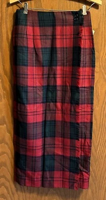 ВИНТАЖНЫЙ RAFAELLA клетку макси длинная юбка новый с ярлыками размер 6 - 100% камвольная шерсть - Изображение 1 из 4