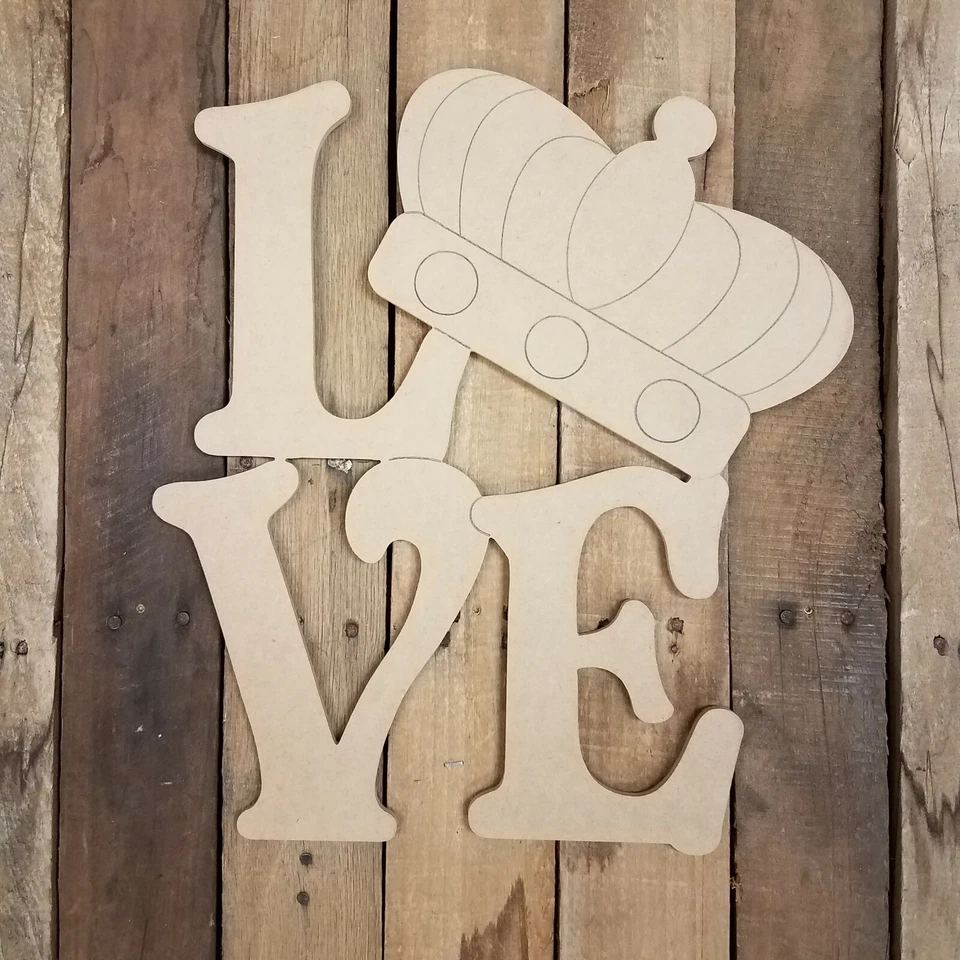Love Beltorian Letter Mardi Gras Crown, Unfinished Wood Cutout, Engraved Shape - Image 1 of 1