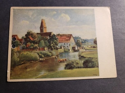 ANDRICHAU, GERMANY 1944 WWII Postal History Cover COLORFUL Postcard - Image 1 of 2