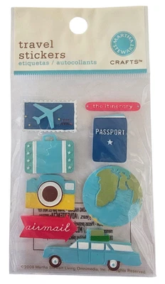 Pegatinas de rienda de viaje Martha Stewart artesanías 8 piezas maleta avión tierra M355044 Foto 1 de 4