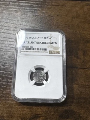 1977 W.A. States Franc Brilliant Uncirculated NGC Graded 1 Franc - Image 1 of 4