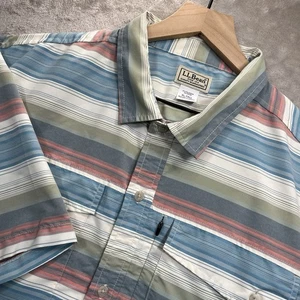 LL BEAN Button-Up Shirt Mens XLT Beige Outdoor Short Sleeve Sunsmart Woven UPF - Picture 1 of 7