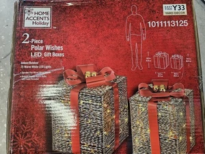 Home Accents Holiday 2pc Polar Wishes Led Gift Boxes - New  - Picture 1 of 3