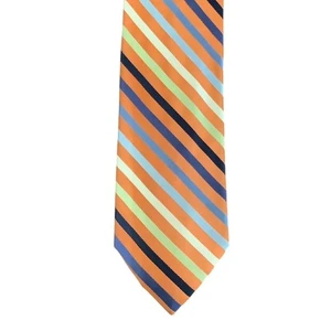 Kuhlman Men's Necktie Orange Blue Green Striped Silk Italian Handmade - Picture 1 of 5