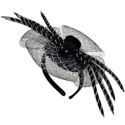 Halloween Spider Fascinator Headband for Women Girls Spider Web Headpiece Black - Image 1 of 4