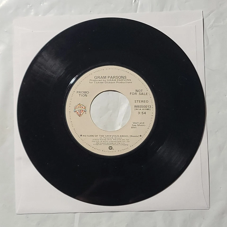 Gram Parsons ~ Return Of The Grievous Angel/ Hearts On Fire~ Warner Promo 45 RPM - Image 1 of 4