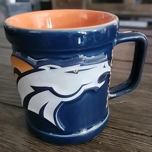 Denver Broncos NFL Football 3D Raised Horse Emblem Blue Orange Coffee Cup Mug - Picture 1 of 6