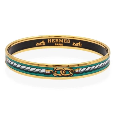 Brazalete Brazalete Vintage Hermès Esmalte y Acabado Dorado Foto 1 de 4