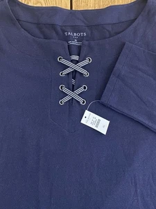 Talbots Damen maritime Schnürbluse Gr. XL blau Segeln Strand adrett neu mit Etikett - Bild 1 von 8