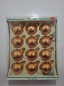 Vintage Garden Ridge Christmas Glass Ornaments Gold Balls Metal Cap 2 5/8" Set 9 - Picture 1 of 6