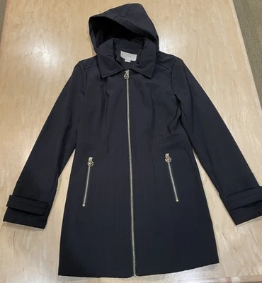 Abrigo Michael Kors negro para mujer talla Chaqueta con cremallera completa S con capucha desmontable Foto 1 de 4