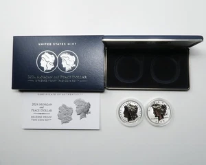 2024-S Reverse Proof Silver Morgan & Peace Dollar $1 Set w/ OGP 30222 - Picture 1 of 5