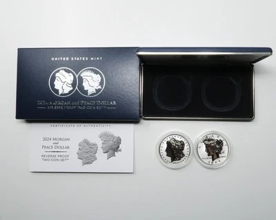2024-S Reverse Proof Silver Morgan & Peace Dollar $1 Set w/ OGP 30222 - Image 1 of 4