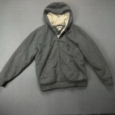 LL Bean Katahdin Iron Works Sherpa Forrado Cremallera Completa Sudadera con Capucha Hombres Talla Pequeña Gris Foto 1 de 4